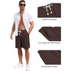 COOFANDY Men’s Casual Cotton Linen Shorts Elastic Waist Drawstring Shorts | Stretch Linen Chino, Lightweight Breathable, Flat Front, Phone Pockets, Regular Fit, 9 Inch Inseam, Summer Beach Vacation(Brown)