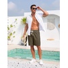 COOFANDY Men’s Casual Cotton Linen Shorts Elastic Waist Drawstring Shorts | Stretch Linen Chino, Lightweight Breathable, Flat Front, Phone Pockets, Regular Fit, 9 Inch Inseam, Summer Beach Vacation(Olive Green)