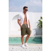 COOFANDY Men’s Casual Cotton Linen Shorts Elastic Waist Drawstring Shorts | Stretch Linen Chino, Lightweight Breathable, Flat Front, Phone Pockets, Regular Fit, 9 Inch Inseam, Summer Beach Vacation(Olive Green)