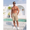 COOFANDY Men’s Casual Cotton Linen Shorts Elastic Waist Drawstring Shorts | Stretch Linen Chino, Lightweight Breathable, Flat Front, Phone Pockets, Regular Fit, 9 Inch Inseam, Summer Beach Vacation(Light Khaki)