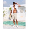 COOFANDY Men’s Casual Cotton Linen Shorts Elastic Waist Drawstring Shorts | Stretch Linen Chino, Lightweight Breathable, Flat Front, Phone Pockets, Regular Fit, 9 Inch Inseam, Summer Beach Vacation(Linen Khaki)