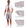 COOFANDY Men’s Casual Cotton Linen Shorts Elastic Waist Drawstring Shorts | Stretch Linen Chino, Lightweight Breathable, Flat Front, Phone Pockets, Regular Fit, 9 Inch Inseam, Summer Beach Vacation(Light Grey)