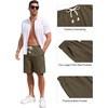COOFANDY Men’s Casual Cotton Linen Shorts Elastic Waist Drawstring Shorts | Stretch Linen Chino, Lightweight Breathable, Flat Front, Phone Pockets, Regular Fit, 9 Inch Inseam, Summer Beach Vacation(Olive Green)