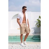 COOFANDY Men’s Casual Cotton Linen Shorts Elastic Waist Drawstring Shorts | Stretch Linen Chino, Lightweight Breathable, Flat Front, Phone Pockets, Regular Fit, 9 Inch Inseam, Summer Beach Vacation(Dark Khaki)