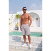 COOFANDY Men’s Casual Cotton Linen Shorts Elastic Waist Drawstring Shorts | Stretch Linen Chino, Lightweight Breathable, Flat Front, Phone Pockets, Regular Fit, 9 Inch Inseam, Summer Beach Vacation(Light Grey)