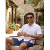 COOFANDY Men’s Casual Cotton Linen Shorts Elastic Waist Drawstring Shorts | Stretch Linen Chino, Lightweight Breathable, Flat Front, Phone Pockets, Regular Fit, 9 Inch Inseam, Summer Beach Vacation(Denim Blue)
