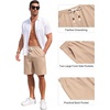 COOFANDY Men’s Casual Cotton Linen Shorts Elastic Waist Drawstring Shorts | Stretch Linen Chino, Lightweight Breathable, Flat Front, Phone Pockets, Regular Fit, 9 Inch Inseam, Summer Beach Vacation(Dark Khaki)