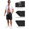 COOFANDY Men’s Casual Cotton Linen Shorts Elastic Waist Drawstring Shorts | Stretch Linen Chino, Lightweight Breathable, Flat Front, Phone Pockets, Regular Fit, 9 Inch Inseam, Summer Beach Vacation(Black)