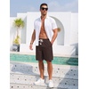 COOFANDY Men’s Casual Cotton Linen Shorts Elastic Waist Drawstring Shorts | Stretch Linen Chino, Lightweight Breathable, Flat Front, Phone Pockets, Regular Fit, 9 Inch Inseam, Summer Beach Vacation(Brown)