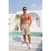 COOFANDY Men’s Casual Cotton Linen Shorts Elastic Waist Drawstring Shorts | Stretch Linen Chino, Lightweight Breathable, Flat Front, Phone Pockets, Regular Fit, 9 Inch Inseam, Summer Beach Vacation(Beige)