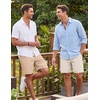 COOFANDY Men’s Casual Cotton Linen Shorts Elastic Waist Drawstring Shorts | Stretch Linen Chino, Lightweight Breathable, Flat Front, Phone Pockets, Regular Fit, 9 Inch Inseam, Summer Beach Vacation(Linen Khaki)