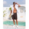 COOFANDY Men’s Casual Cotton Linen Shorts Elastic Waist Drawstring Shorts | Stretch Linen Chino, Lightweight Breathable, Flat Front, Phone Pockets, Regular Fit, 9 Inch Inseam, Summer Beach Vacation(Brown)