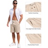 COOFANDY Men’s Casual Cotton Linen Shorts Elastic Waist Drawstring Shorts | Stretch Linen Chino, Lightweight Breathable, Flat Front, Phone Pockets, Regular Fit, 9 Inch Inseam, Summer Beach Vacation(Beige)