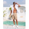 COOFANDY Men’s Casual Cotton Linen Shorts Elastic Waist Drawstring Shorts | Stretch Linen Chino, Lightweight Breathable, Flat Front, Phone Pockets, Regular Fit, 9 Inch Inseam, Summer Beach Vacation(Dark Khaki)
