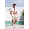 COOFANDY Men’s Casual Cotton Linen Shorts Elastic Waist Drawstring Shorts | Stretch Linen Chino, Lightweight Breathable, Flat Front, Phone Pockets, Regular Fit, 9 Inch Inseam, Summer Beach Vacation(Linen Khaki)