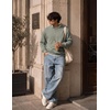 COOFANDY Mens Crewneck Sweatshirt Lightweight Casual Fall Winter Pullovers | Soft and Lightweight, Solid Color, Classic Fit, Gender-neutral, Home and Outdoor, Fall Winter(Stonewashed Green)