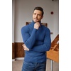 COOFANDY Mens Ribbed Slim Fit Knitted Pullover Casual Turtleneck Sweater | Premium anti-shrink knit turtleneck. Soft, warm & stretchy—perfect for casual, work or outdoor wear in fall/winter.(Cornflower Blue)
