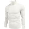 COOFANDY Mens Ribbed Slim Fit Knitted Pullover Casual Turtleneck Sweater | Premium anti-shrink knit turtleneck. Soft, warm & stretchy—perfect for casual, work or outdoor wear in fall/winter.(White)