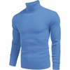 COOFANDY Mens Ribbed Slim Fit Knitted Pullover Casual Turtleneck Sweater | Premium anti-shrink knit turtleneck. Soft, warm & stretchy—perfect for casual, work or outdoor wear in fall/winter.(Light Blue)