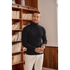 COOFANDY Mens Ribbed Slim Fit Knitted Pullover Casual Turtleneck Sweater | Premium anti-shrink knit turtleneck. Soft, warm & stretchy—perfect for casual, work or outdoor wear in fall/winter.(Black)