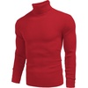 COOFANDY Mens Ribbed Slim Fit Knitted Pullover Casual Turtleneck Sweater | Premium anti-shrink knit turtleneck. Soft, warm & stretchy—perfect for casual, work or outdoor wear in fall/winter.(Red)