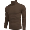 COOFANDY Mens Ribbed Slim Fit Knitted Pullover Casual Turtleneck Sweater | Premium anti-shrink knit turtleneck. Soft, warm & stretchy—perfect for casual, work or outdoor wear in fall/winter.(Dark Brown)