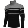 COOFANDY Mens Ribbed Slim Fit Knitted Pullover Casual Turtleneck Sweater | Premium anti-shrink knit turtleneck. Soft, warm & stretchy—perfect for casual, work or outdoor wear in fall/winter.(Striped-grey & Black)