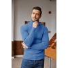 COOFANDY Mens Ribbed Slim Fit Knitted Pullover Casual Turtleneck Sweater | Premium anti-shrink knit turtleneck. Soft, warm & stretchy—perfect for casual, work or outdoor wear in fall/winter.(Light Blue)