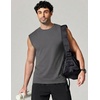 COOFANDY Mens Sleeveless Shirts 100% Cotton Workout Tank Tops Cut Off Shirts Gym Muscle Loose Fit Tee(Dark Grey)
