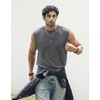 COOFANDY Mens Sleeveless Shirts 100% Cotton Workout Tank Tops Cut Off Shirts Gym Muscle Loose Fit Tee(Dark Grey)
