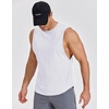 COOFANDY Mens Workout Tank Tops Cotton Cut Off Sleeveless Muscle Gym Shirts | Drop-Armhole Tank Top, Soft Breathable Cotton Fabric, Athletic Sleeveless Tee Shirt, Exercise Running Tank For Summer Beach(White)