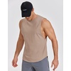 COOFANDY Mens Workout Tank Tops Cotton Cut Off Sleeveless Muscle Gym Shirts | Drop-Armhole Tank Top, Soft Breathable Cotton Fabric, Athletic Sleeveless Tee Shirt, Exercise Running Tank For Summer Beach(Khaki)