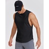 COOFANDY Mens Workout Tank Tops Cotton Cut Off Sleeveless Muscle Gym Shirts | Drop-Armhole Tank Top, Soft Breathable Cotton Fabric, Athletic Sleeveless Tee Shirt, Exercise Running Tank For Summer Beach(Black)