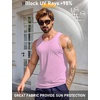 COOFANDY Men’s Workout Tank Tops UPF 50+ Sleeveless Gym Muscle Shirts Cooling Quick Dry Bodybuilding Tanks for Swim Beach(Pink/White/Dark Gray)