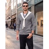 COOFANDY Mens Zip up Sweater Casual Knitted Cardigan Sweater Stand Collar | Textured Knitted, Two Deep Slanted Pockets, 2026 Fall Fashion, Soft Warm Sweater, Business Work Dress Long Sleeve Sweaters(Heather Grey)