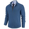 COOFANDY Mens Zip up Sweater Casual Knitted Cardigan Sweater Stand Collar | Textured Knitted, Two Deep Slanted Pockets, 2026 Fall Fashion, Soft Warm Sweater, Business Work Dress Long Sleeve Sweaters(Denim Blue)