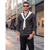 COOFANDY Mens Zip up Sweater Casual Knitted Cardigan Sweater Stand Collar | Textured Knitted, Two Deep Slanted Pockets, 2026 Fall Fashion, Soft Warm Sweater, Business Work Dress Long Sleeve Sweaters(Dark Grey)