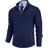 COOFANDY Mens Zip up Sweater Casual Knitted Cardigan Sweater Stand Collar | Textured Knitted, Two Deep Slanted Pockets, 2026 Fall Fashion, Soft Warm Sweater, Business Work Dress Long Sleeve Sweaters(Navy Blue)