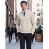COOFANDY Mens Zip up Sweater Casual Knitted Cardigan Sweater Stand Collar | Textured Knitted, Two Deep Slanted Pockets, 2026 Fall Fashion, Soft Warm Sweater, Business Work Dress Long Sleeve Sweaters(Warm Beige)