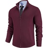 COOFANDY Mens Zip up Sweater Casual Knitted Cardigan Sweater Stand Collar | Textured Knitted, Two Deep Slanted Pockets, 2026 Fall Fashion, Soft Warm Sweater, Business Work Dress Long Sleeve Sweaters(Burgundy)