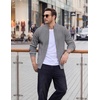 COOFANDY Mens Zip up Sweater Casual Knitted Cardigan Sweater Stand Collar | Textured Knitted, Two Deep Slanted Pockets, 2026 Fall Fashion, Soft Warm Sweater, Business Work Dress Long Sleeve Sweaters(Heather Grey)