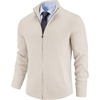 COOFANDY Mens Zip up Sweater Casual Knitted Cardigan Sweater Stand Collar | Textured Knitted, Two Deep Slanted Pockets, 2026 Fall Fashion, Soft Warm Sweater, Business Work Dress Long Sleeve Sweaters(Warm Beige)