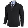 COOFANDY Mens Zip up Sweater Casual Knitted Cardigan Sweater Stand Collar | Textured Knitted, Two Deep Slanted Pockets, 2026 Fall Fashion, Soft Warm Sweater, Business Work Dress Long Sleeve Sweaters(Black)