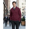 COOFANDY Mens Zip up Sweater Casual Knitted Cardigan Sweater Stand Collar | Textured Knitted, Two Deep Slanted Pockets, 2026 Fall Fashion, Soft Warm Sweater, Business Work Dress Long Sleeve Sweaters(Burgundy)