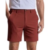 COOFANDY Men Casual Shorts 7″ Stretch Quick Dry Golf Shorts with 4 Pockets | Flat Front, Back Elastic Waistband, Button Closure, Moisture Wicking, Comfy, Lightweight Shorts Dress for Hiking Work Running(Brick Red)