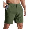 COOFANDY Men Casual Shorts 7″ Stretch Quick Dry Golf Shorts with 4 Pockets | Flat Front, Back Elastic Waistband, Button Closure, Moisture Wicking, Comfy, Lightweight Shorts Dress for Hiking Work Running(Army Green)