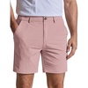 COOFANDY Men Casual Shorts 7″ Stretch Quick Dry Golf Shorts with 4 Pockets | Flat Front, Back Elastic Waistband, Button Closure, Moisture Wicking, Comfy, Lightweight Shorts Dress for Hiking Work Running(Pink)