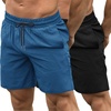 COOFANDY Mens Athletic Shorts 7″ Quick Dry Stretch Gym Workout Shorts | Classic 7 Inch Inseam, Functional Side Pockets and Back Zipper Pocket, Moisture Wicking, Active Fitness Training Sportswear(Black/Blue)