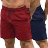 COOFANDY Mens Athletic Shorts 7″ Quick Dry Stretch Gym Workout Shorts | Classic 7 Inch Inseam, Functional Side Pockets and Back Zipper Pocket, Moisture Wicking, Active Fitness Training Sportswear(Navy Blue/Red)