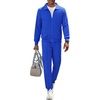 COOFANDY Men’s Athletic Tracksuit 2 Piece Sweat Suits Jacket and Pants Set | Tennis Sport Jogging Outfit, Leisure Casual Style, Full Zip Design, Lightweight and Breathable Fabric, Fashion Streetwear(Blue)